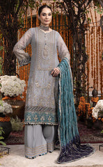 3-piece Unstitched Chiffon Embroidered Dress for Women’s (Women's Clothing)