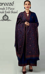 3-piece Unstitched Dhanak Embroidered Dress with Neck Patch for Women’s (Women's Winter Clothing)