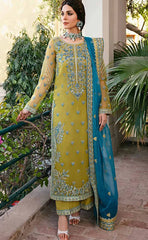 3-piece Unstitched Organza Embroidered Sequence Moti Work Dress for Women’s