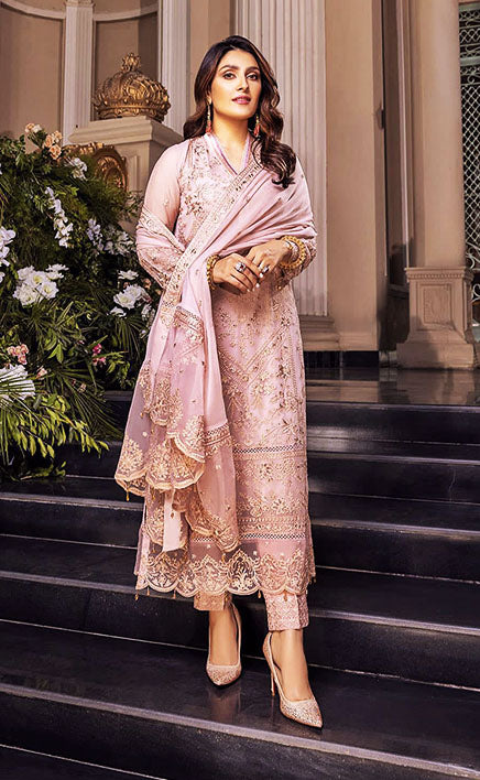 3-piece Unstitched Chiffon Embroidered Party Wear Dress for Women’s