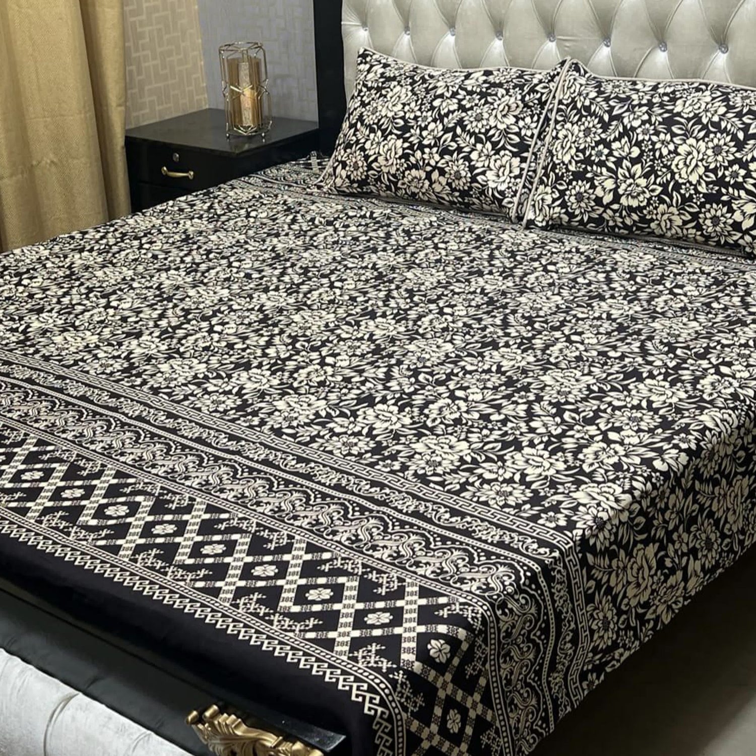 3-Piece Full Printed Cotton Bedsheet - King