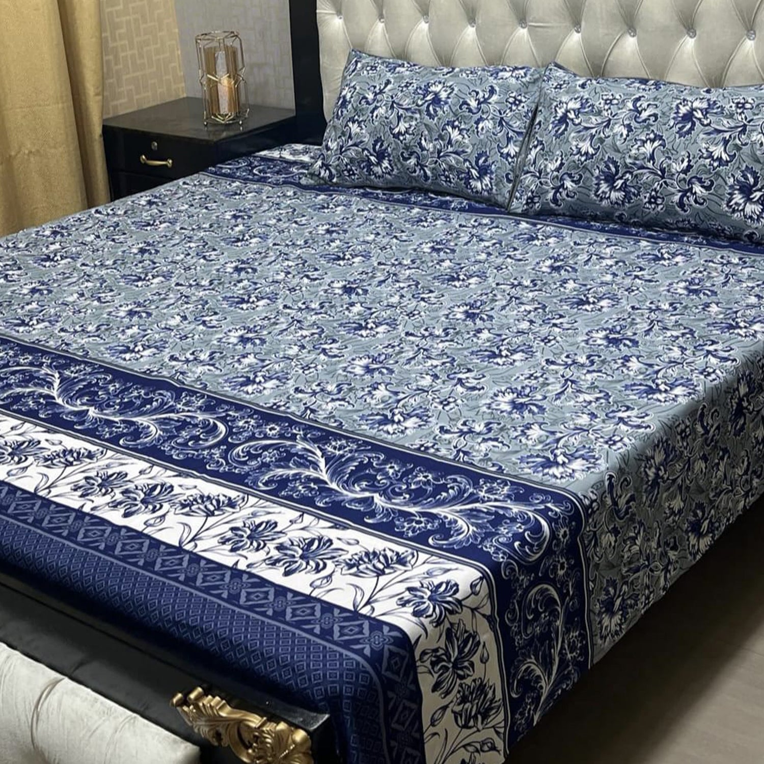3-Piece Full Printed Cotton Bedsheet - King