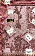 3-piece Unstitched Printed Lawn Embroidered Patch Work Dress for Women’s