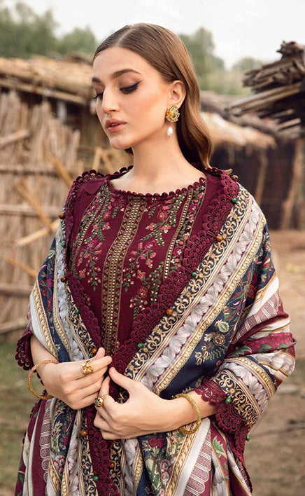 3-piece Unstitched Cotton Embroidered Patch Work Dress for Women’s