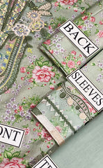 3-piece Unstitched Chikankari Lawn Embroidered Patch Work Dress for Women’s