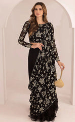 3-piece Unstitched Chiffon Embroidered Sequence Saree for Women's (Wedding Clothing)