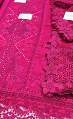 3-piece Unstitched Chikankari Embroidered Cotton Dress for Women’s