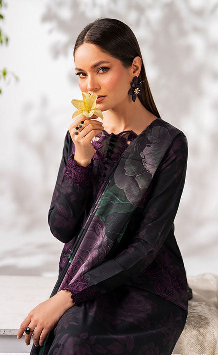3-piece Unstitched Printed Lawn Embroidered Patch Work Dress for Women’s