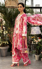 3-piece Unstitched Printed Lawn Embroidered Patch Work Dress for Women’s