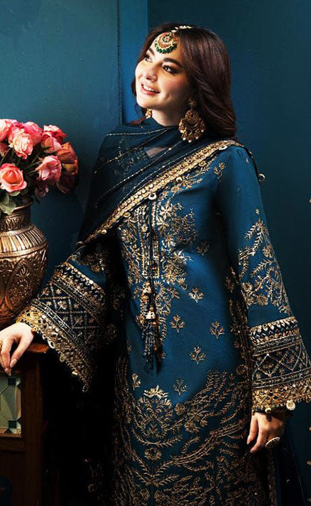 3-piece Unstitched Chiffon Embroidered & Sequence Luxury Party Wear Dress for Women’s