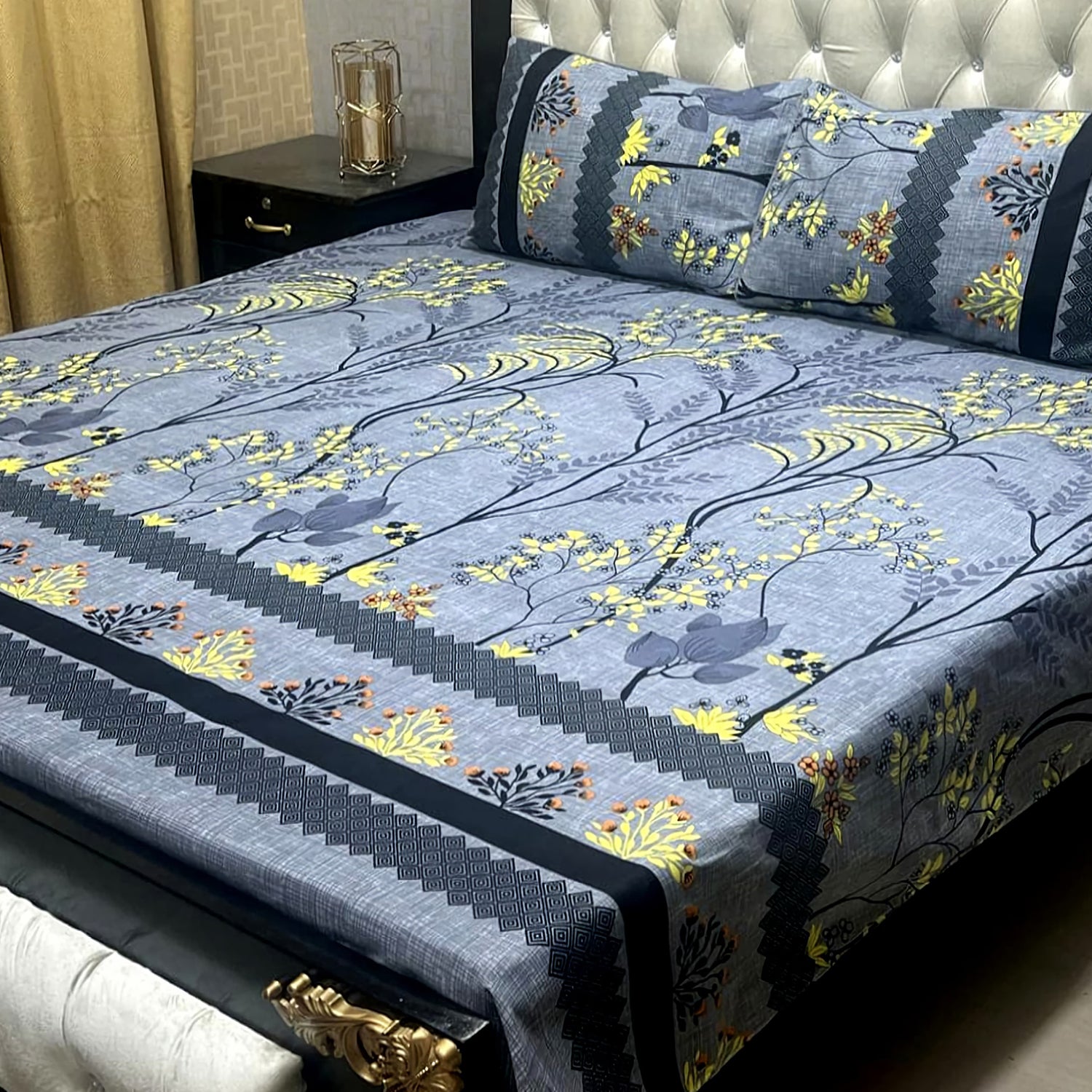 3-Piece Full Printed Cotton Bedsheet - King