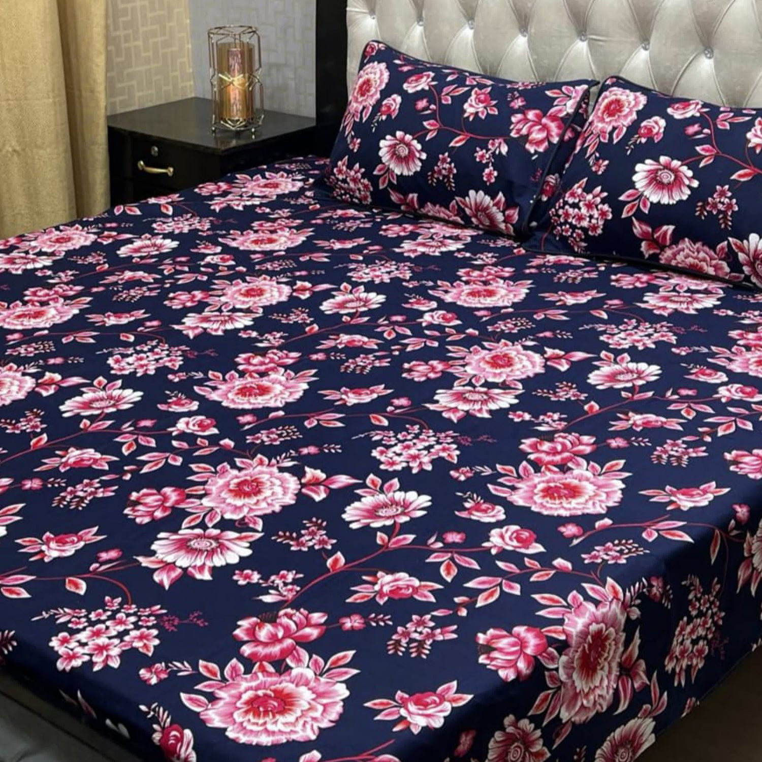 3-Piece Full Printed Cotton Bedsheet - King
