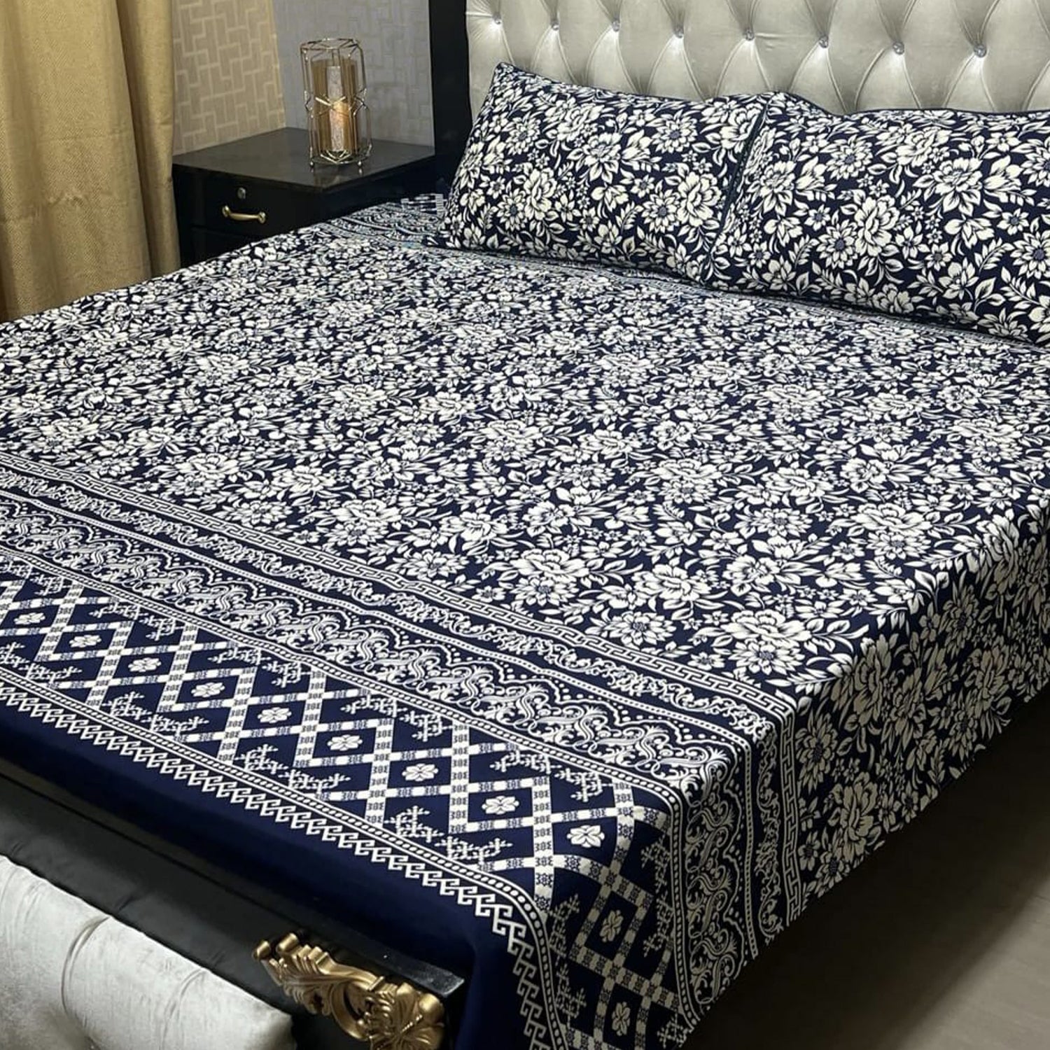 3-Piece Full Printed Cotton Bedsheet - King