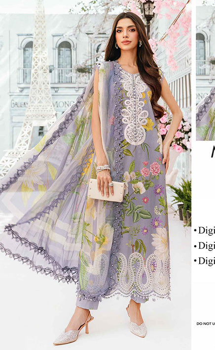 3-piece Unstitched Over All Printed Lawn Dress for Women’s