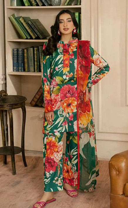 3-piece Unstitched Digital Printed Lawn Bana Dora Dress for Women’s