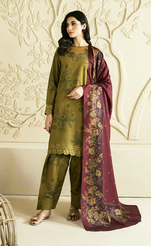 3-piece Unstitched Digital Printed Lawn Embroidered Patch Work Dress for Women’s