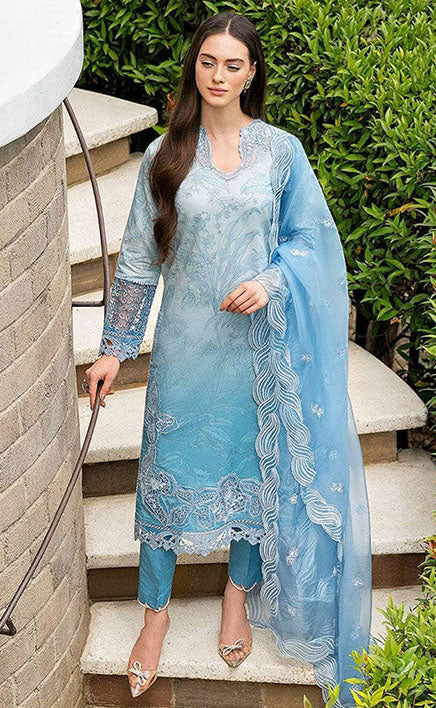 3-piece Unstitched Printed Lawn Embroidered Patch Work Dress for Women’s