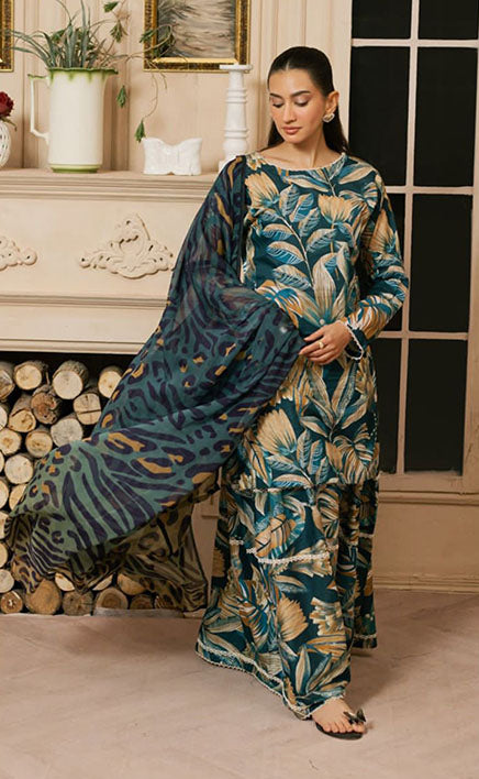 3-piece Unstitched Digital Printed Lawn Bana Dora Dress for Women’s