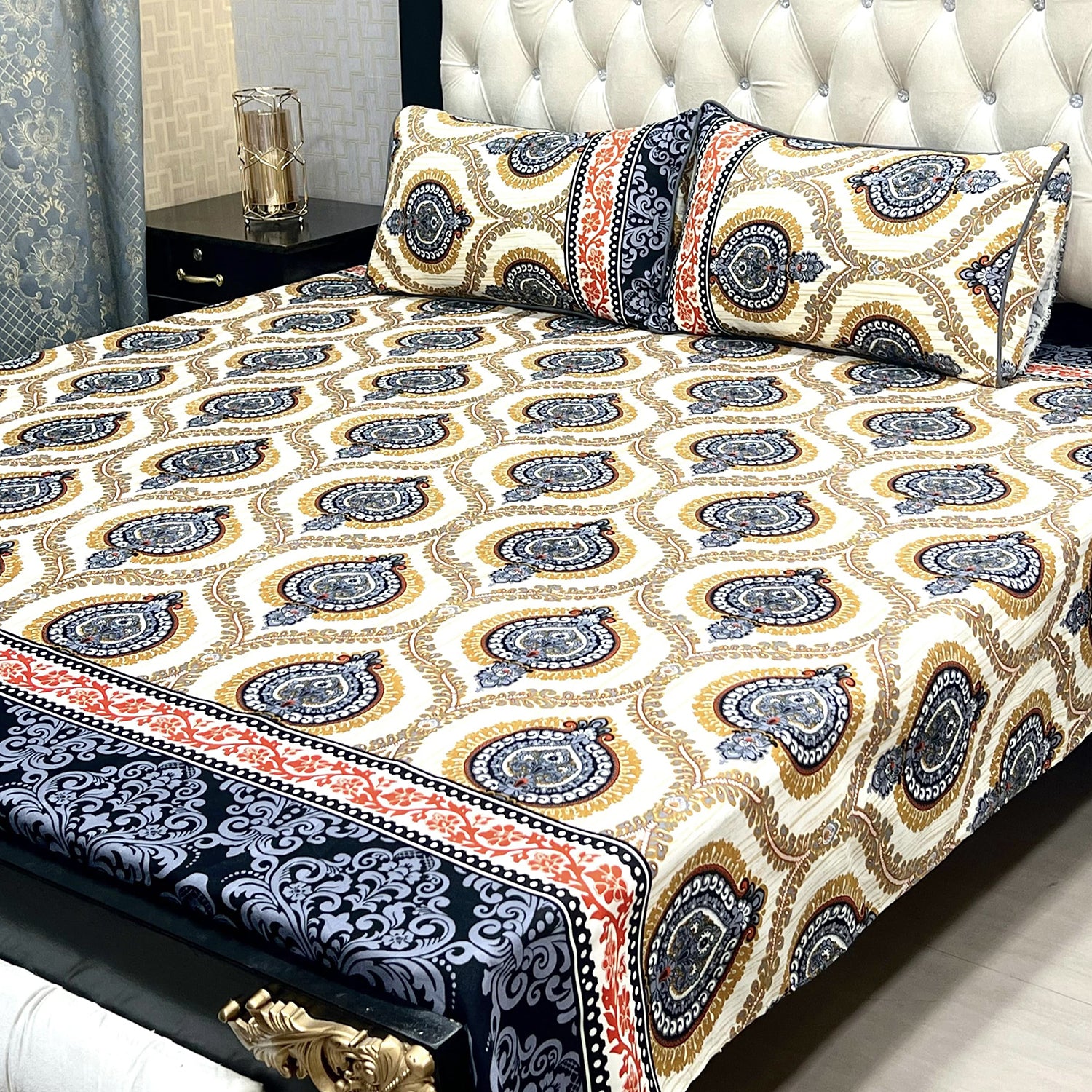 3-Piece Full Printed Cotton Bedsheet - King