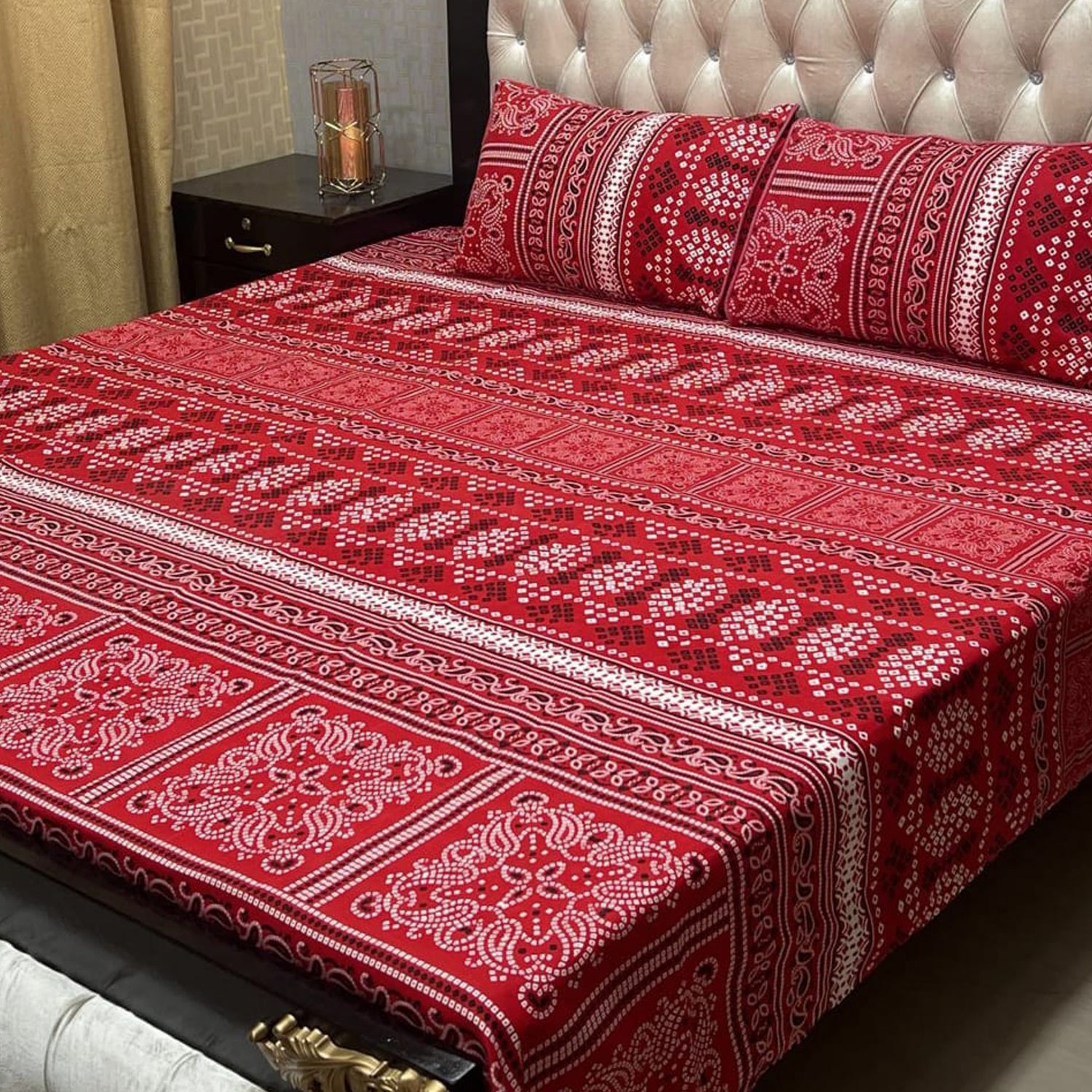 3-Piece Full Printed Cotton Bedsheet - King