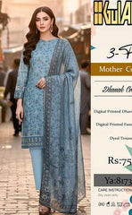 3-piece Unstitched Dhanak Embroidered Dress for Women’s (Dhanak Collection)