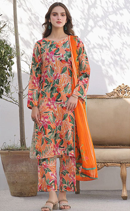 3-piece Unstitched Digital Printed Lawn Bana Dora Dress for Women’s