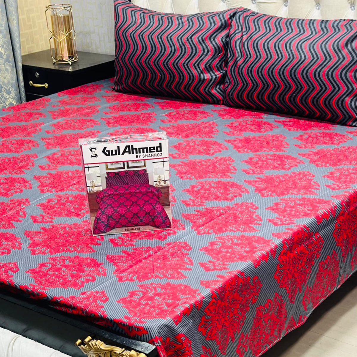 3-Piece Full Printed Cotton Mix Bedsheet - King