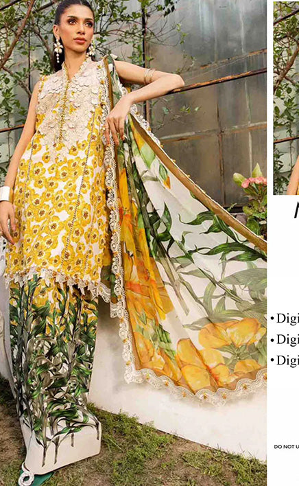 3-piece Unstitched Over All Printed Lawn Dress for Women’s