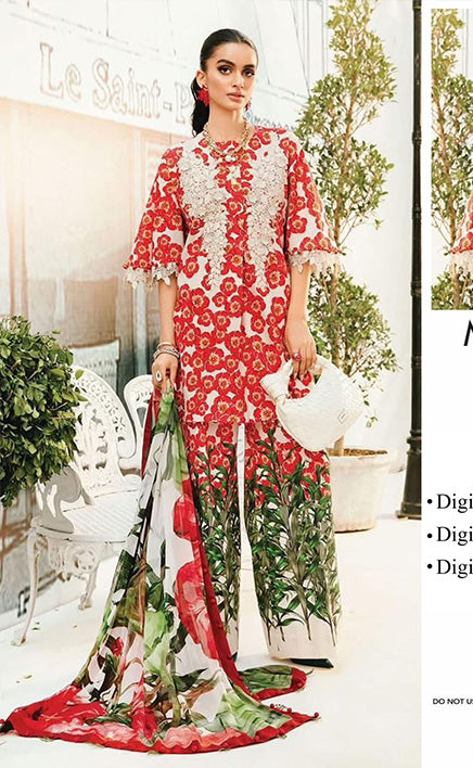 3-piece Unstitched Over All Printed Lawn Dress for Women’s