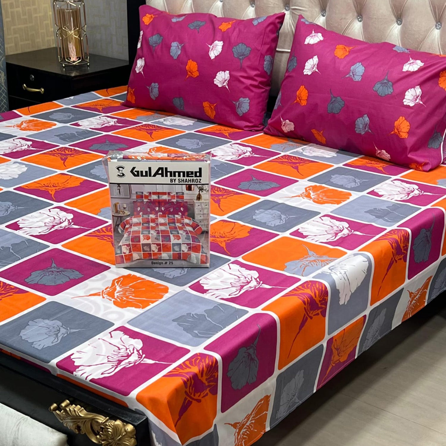3-Piece Full Printed Cotton Mix Bedsheet - King