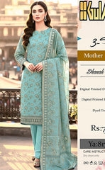 3-piece Unstitched Dhanak Embroidered Dress for Women’s (Dhanak Collection)