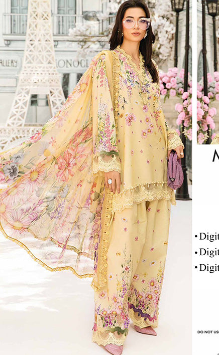 3-piece Unstitched Over All Printed Lawn Dress for Women’s