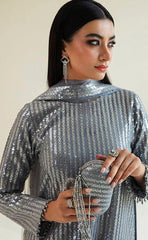 3-piece Unstitched Chiffon Embroidered & Sequence Wedding Dress for Women’s