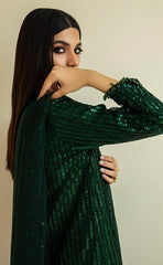 3-piece Unstitched Chiffon Embroidered & Sequence Wedding Dress for Women’s