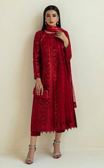 3-piece Unstitched Chiffon Embroidered & Sequence Wedding Dress for Women’s