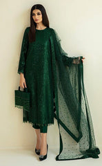 3-piece Unstitched Chiffon Embroidered & Sequence Wedding Dress for Women’s