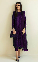 3-piece Unstitched Chiffon Embroidered & Sequence Wedding Dress for Women’s